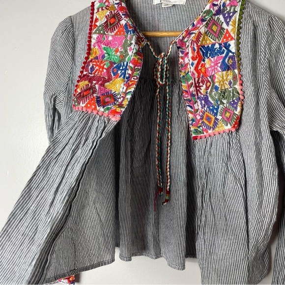 Nylon Apparel Embroidered Layover Layering Top Size M - Picture 5 of 9